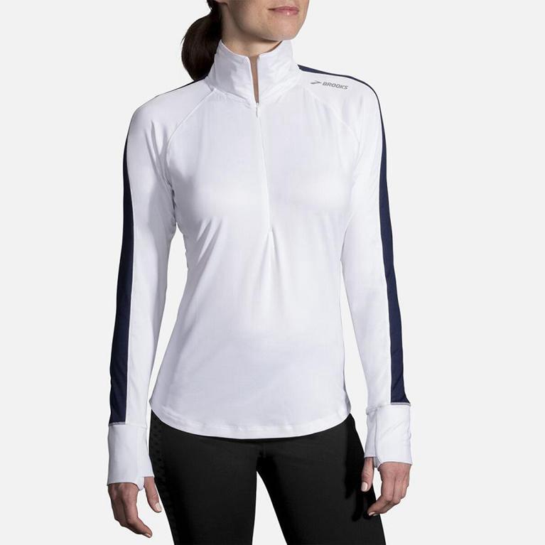 Brooks Dash Half Zip Running Jackets - Women's - White (82165-ARGV)